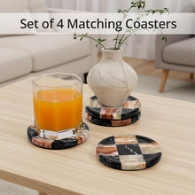 Load image into Gallery viewer, Round Coaster Plates Set of 4 - Checkers Design
