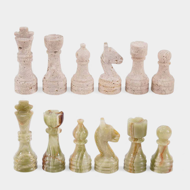 Chess Figures - Travertine and Green