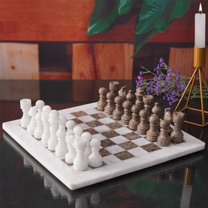 Marble 30cm Chess Set - White & Oceanic