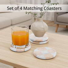 Load image into Gallery viewer, Round Coaster Plates Set of 4 - Checkers Design
