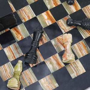 Marble 38cm Chess Set - Black & Green