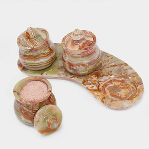 Marble Salt Cellar set of 3 with Tray