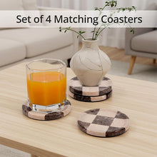 Load image into Gallery viewer, Round Coaster Plates Set of 4 - Checkers Design
