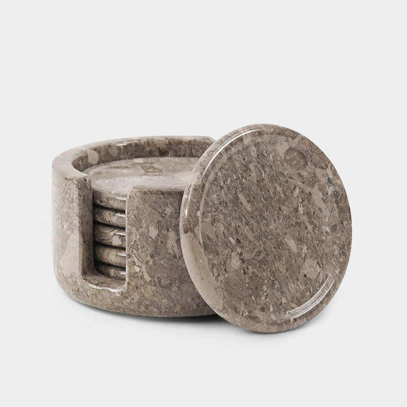 Marble Coaster Set with Holder
