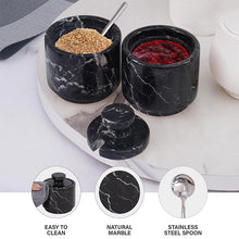 Load image into Gallery viewer, Handcrafted Marble Salt Cellar Set Of 2 With Spoons
