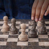 38cm Chess Set With Storage Box -  Oceanic & Travertine