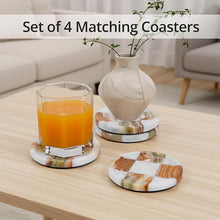 Load image into Gallery viewer, Round Coaster Plates Set of 4 - Checkers Design
