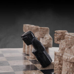 Marble 38cm Chess Set - Oceanic & Black