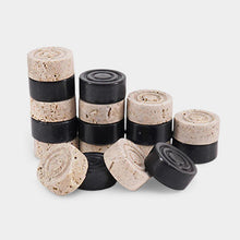 Load image into Gallery viewer, Checkers Figures - Black &amp; Travertine
