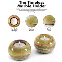 Load image into Gallery viewer, Marble Tea Light Candle Holder Set of 2 - Green
