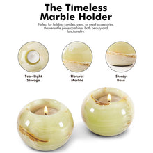 Load image into Gallery viewer, Marble Tea Light Candle Holder Set of 2 - Green
