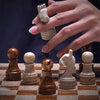30cm Chess Set With Storage Box - Travertine & Red