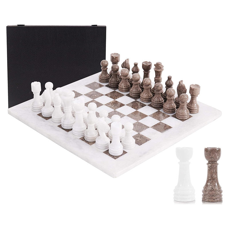Marble 38cm Chess Set - White & Oceanic