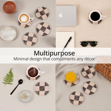 Load image into Gallery viewer, Round Coaster Plates Set of 4 - Checkers Design
