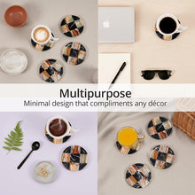 Load image into Gallery viewer, Round Coaster Plates Set of 4 - Checkers Design
