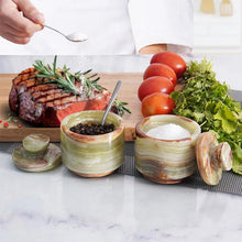 Load image into Gallery viewer, Handcrafted Marble Salt Cellar Set Of 2 With Spoons

