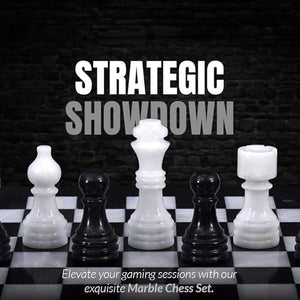 Marble 30cm Chess Set - White & Black