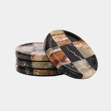 Load image into Gallery viewer, Round Coaster Plates Set of 4 - Checkers Design
