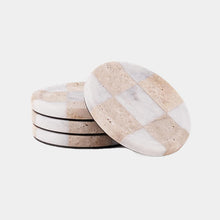 Load image into Gallery viewer, Round Coaster Plates Set of 4 - Checkers Design
