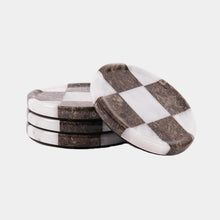 Load image into Gallery viewer, Round Coaster Plates Set of 4 - Checkers Design
