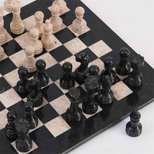 Load image into Gallery viewer, 38cm Chess Set With Storage Box -  Black &amp; Travertine
