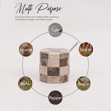 Load image into Gallery viewer, Salt Cellar with Spoon - Checkers Design
