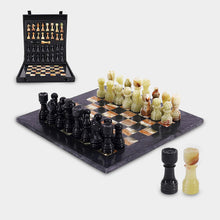 Load image into Gallery viewer, 30cm Chess Set With Storage Box - Black &amp; Green
