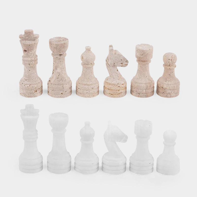 Chess Figures - Travertine and White