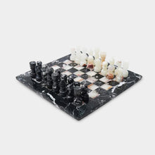 Load image into Gallery viewer, 30cm Chess Set - Black Zebra &amp; White Onyx
