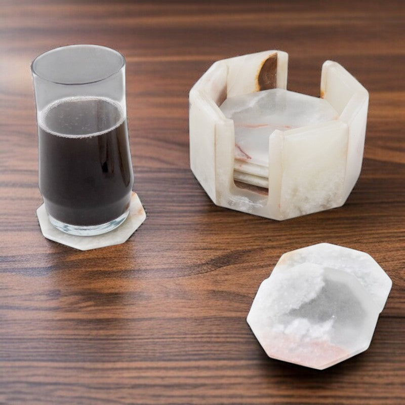 Marble Star Coasters Set Includes Elegant Holder