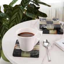 Load image into Gallery viewer, Marble Coasters Set of 4 - Checker Design
