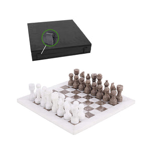 Marble 30cm Chess Set - White & Oceanic