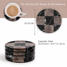 Load image into Gallery viewer, Round Coaster Plates Set of 4 - Checkers Design
