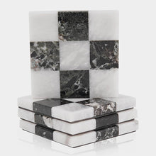 Load image into Gallery viewer, Marble Coasters Set of 4 - Checker Design
