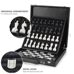 Marble 38cm Chess Set - Black & White