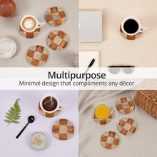 Load image into Gallery viewer, Round Coaster Plates Set of 4 - Checkers Design
