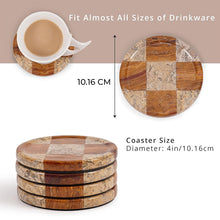 Load image into Gallery viewer, Round Coaster Plates Set of 4 - Checkers Design
