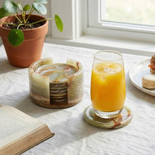 Load image into Gallery viewer, Round Coaster Set With Holder - Set of 8
