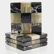Load image into Gallery viewer, Marble Coasters Set of 4 - Checker Design
