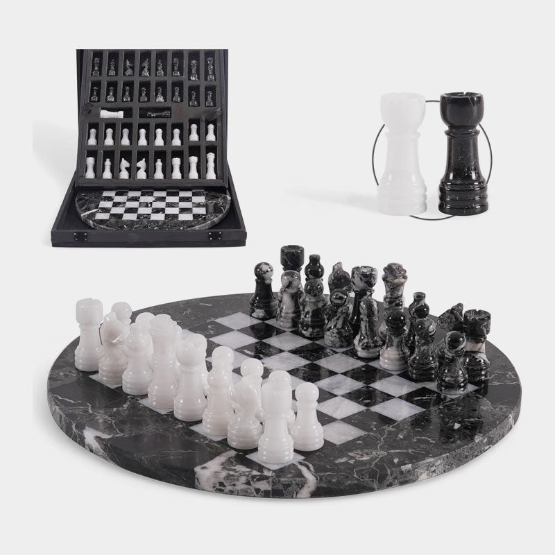 30 cm Round Chess Set With Standard Storage Box – Marbliss Homewares
