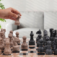 Load image into Gallery viewer, Marble 38cm Chess Set - Marinara &amp; Black
