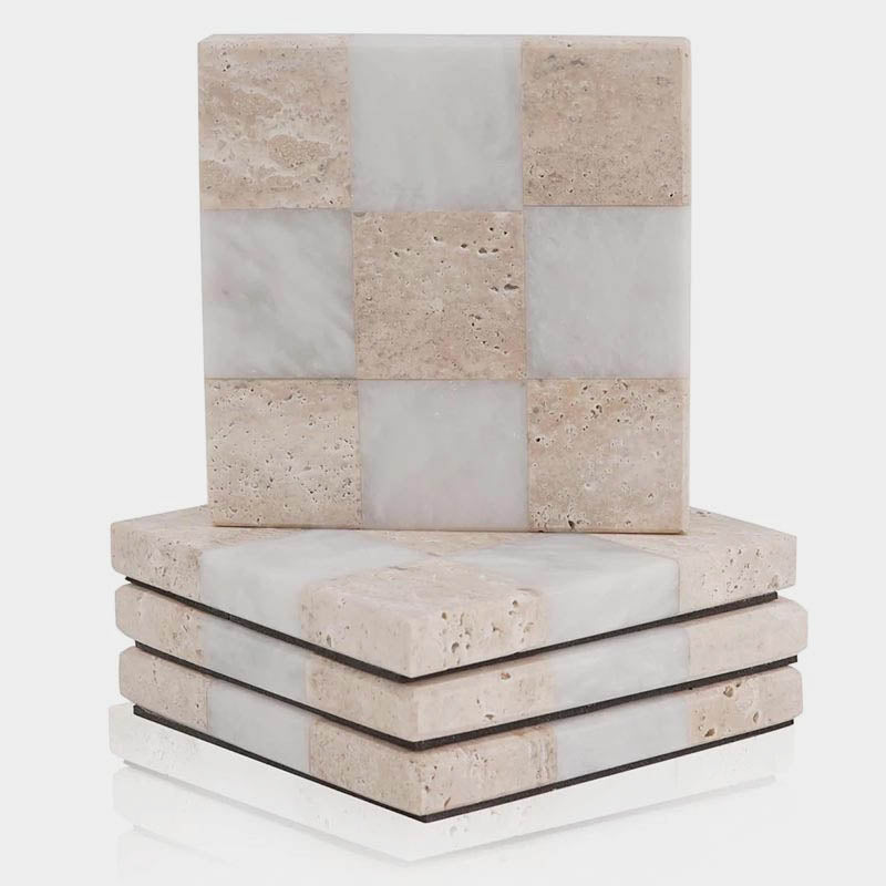 Marble Coasters Set of 4 - Checker Design