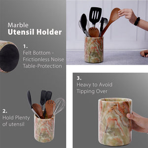 utensil holder-marble utensil holder