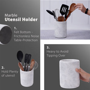 utensil holder-marble utensil holder