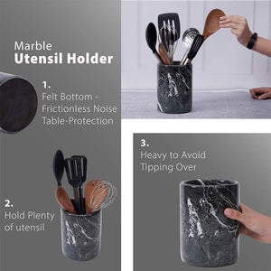 utensil holder-marble utensil holder