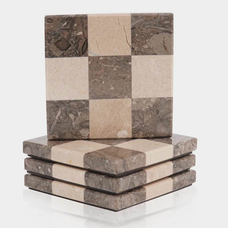 Marble Coasters Set of 4 - Checker Design